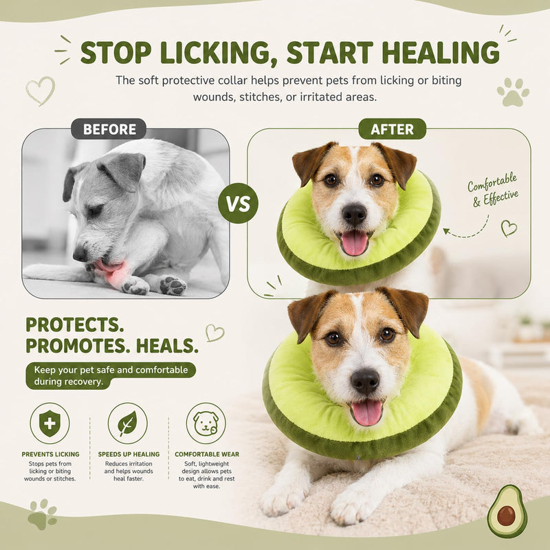 Avocado Cat Collar，Lick Protection, Soft Cat Collar, After Op Cone Collar, Lightweight Protective Collar for Puppies (green, L)