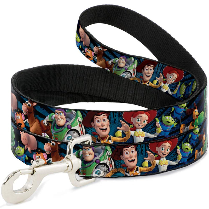 Buckle-Down Pet Leash - Toy Story Characters Running Denim Rays - 6 Feet Long - 1.5" Wide