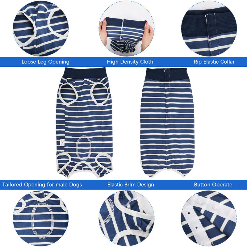 Dog Recovery Suit, Cat Bodysuit for Abdominal Wounds, Recovery Shirt for Male and Female Pets, Surgical Suit, Post Surgery, Anti Leak Dog Onesie, Replacement for E-Collar and medium 2-blue