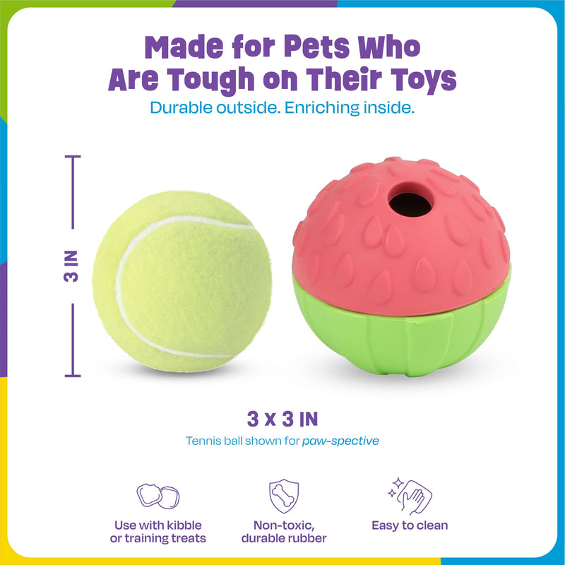 Brightkins Tough & Tumble 2-Piece Watermelon, Enrichment Puppy Essentials, Dog Birthday Treat Pouch Gifts, Training Dog Accessories, Slow Feeder Dispensing Container, Puzzle Feeder (Pack of 2) Pack of 2
