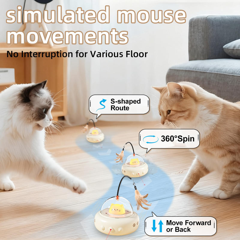 2-in-1Interactive Cat Toys - Cat Laser Toy Automatic with Feather, Touch Activated Kitten Toy, Rechargeable Cats Enrichment Exercise Toys, for Bored Indoor Cats - PawsPlanet Australia