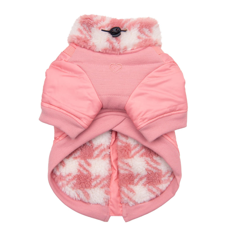 Pinkaholic New York Xenia Mock Neck Full Zip up Warm Winter Jumper Vest with Integrated Harness for Small and Medium Dogs, Indian Pink, Large - PawsPlanet Australia