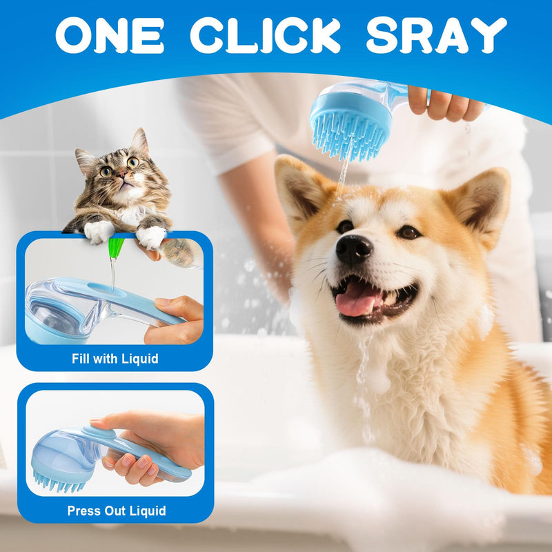 Dog Bath Brush, 2025 New 2 in 1 Dog Shampoo Brush Bubble Maker, Soft Silicone Dogs Scrubber for Bathing with Soap Dispenser, Pet Grooming Massage Brushes for Washing Long Short Hair for Dogs,Cats,Pets Blue - PawsPlanet Australia