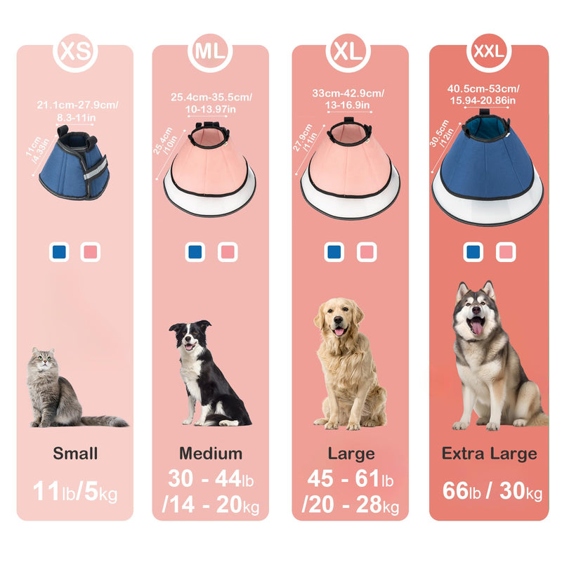 XL Dog Cone Collar for Large Dog，Dog Collar After Surgery to Stop Licking, Soft Dog Cone for Pet 360°Vision Protective Dog Recovery Collars & Cones Pink Pink XL(neck15.94"-20.86") - PawsPlanet Australia