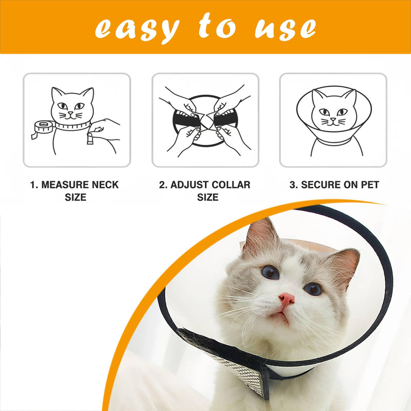 Cat neck brace, 2 PCS Lightweight plastic protective collar, cat collar, lick protection, soft for pets, post-operative anti-bite, soft for cats and small dogs, neck circumference