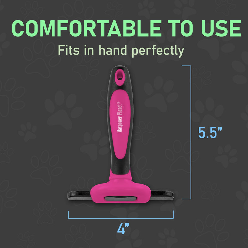 Maxpower Planet Pet Deshedding Brush - Grooming Tool for Dogs and Cats, Reduces Shedding by 95% - Comb for Short and Medium Hair - Pink - PawsPlanet Australia