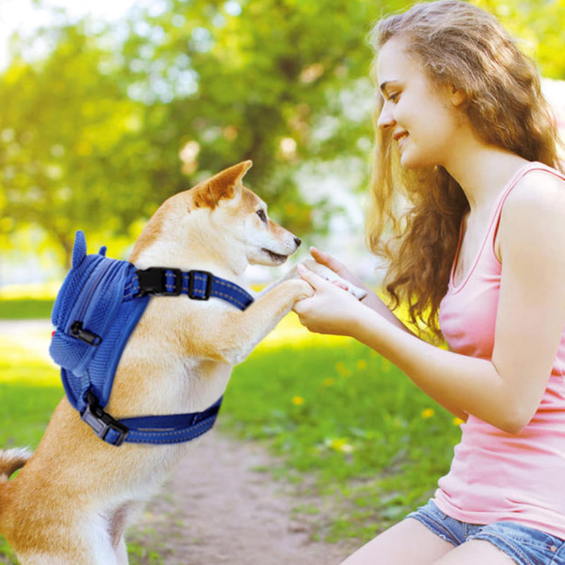 Dog Harness with Backpack, Adjustable Dog Backpack Harness for Small Medium Dogs, No-Pull Breathable Backpacks for Dogs to Wear, for Traveling, Hiking, Camping, Training, Blue S Blue Shark - PawsPlanet Australia