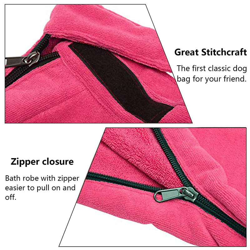 Morezi Dog Bathrobe Towel, Dry Fast Dog Bag, Microfibre Fast Drying Super Absorbent Pet Dog Cat Bath Robe Towel - Red - XSmall X-Small (45x34cm)