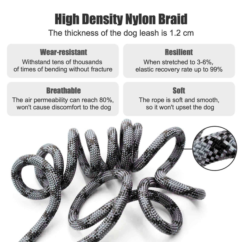 Hands Free Dog Leash(8.5ft), 8 in 1 Multifunction Nylon Double Leash for Dogs,1.2cm Dog Training Leash with Reflective Stitching, Adjustable Waist Dog Leash Fits All Waist for Medium Large Dogs-Grey Grey - PawsPlanet Australia