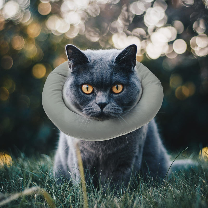 LALAFINA Cat Recovery Collar, Adjustable, Anti-Leak Protection for Post-Surgery Recovery, Green, Size S, Comfortable Cotton Fabric