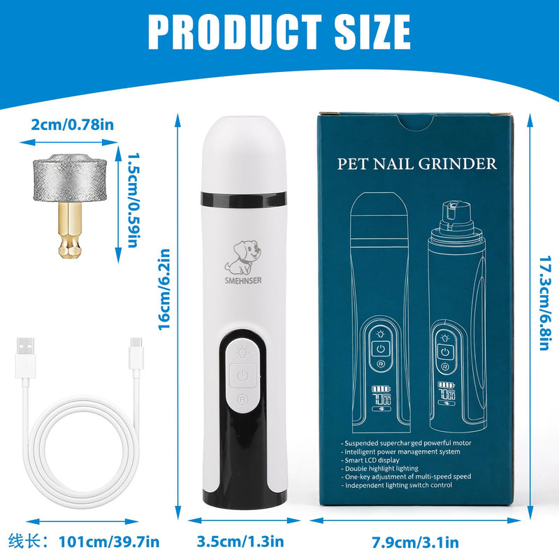 Silent Groom Pro Nail Grinder – Quiet Dog & Cat Nail Trimmer with 3-Speed Settings, Built-In LED Light, USB Rechargeable Design, Replaceable Grinding Heads, Safe and Precise Pet Grooming - PawsPlanet Australia