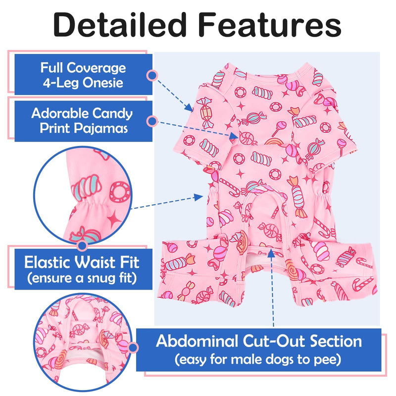 Medium Dog Onesie for Small Breeds – Cute Cozy 4-Leg Pajamas | Jumpsuit with Belly Wrap,Protects Skin & Reduces Shedding,Soft Comfort Clothes for Daily Wear,Pink 01# Pink Candy Medium(13-17lbs) - PawsPlanet Australia