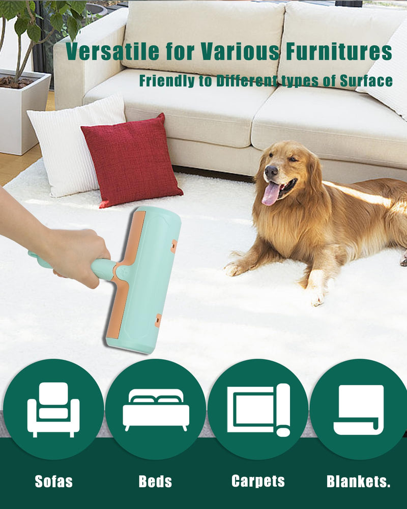 Pet Hair Remover Roller - Reusable Lint Roller for Pet Hair - Portable Cat and Dog Hair Remover - Pet Hair Removal Tool for Furniture, Couch, Carpet, Laundry, Clothes, and Car Seat- Green Green and Orange - PawsPlanet Australia