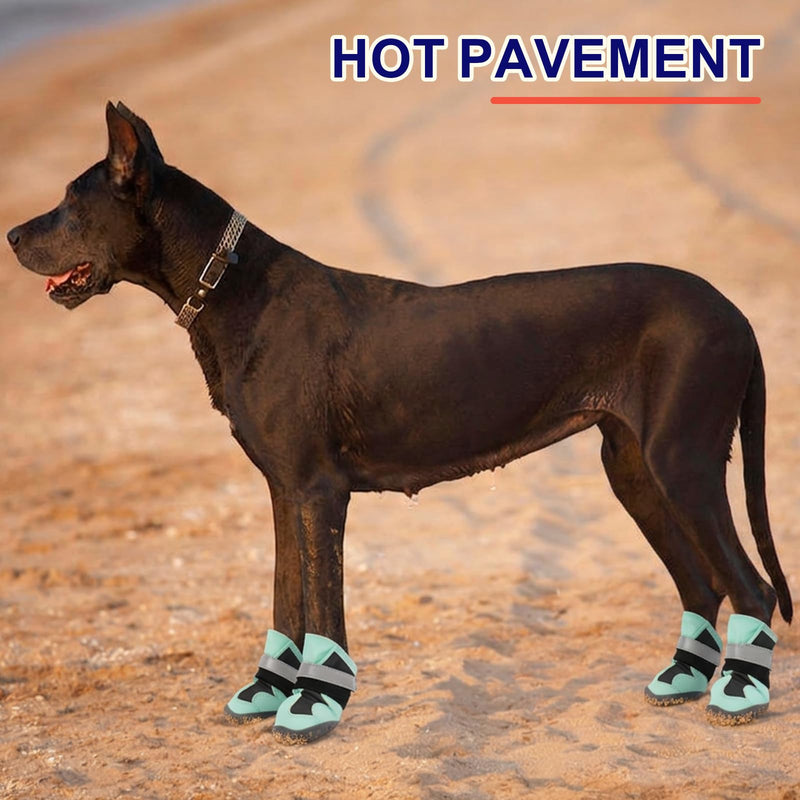 2 Breathable Small Dog Shoes for Outside, Anti-Slip Reflective Waterproof Dog Boots, Dog Rain Boots & Paw Protectorss for Winter Snow, Hot Pavement Green 3# 2.16'' (2 Boots) - PawsPlanet Australia