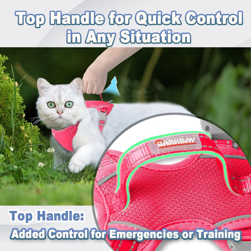 Cat Harness and Leash Set Escape Proof for Kitten Walking, Soft Adjustable Top Handle Vest Harnesses for Cats, Easy Control Breathable Reflective Small Medium Large, Pink, XS X-Small - PawsPlanet Australia