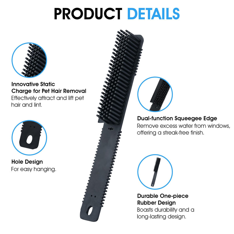 Nanoskin Rubber Pet Hair Brush [85-600],Black - PawsPlanet Australia