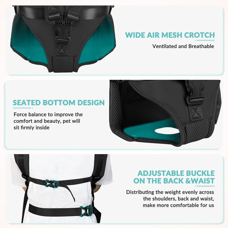 Dog Carrier Backpacks, Adjustable Dog Backpack Carrier, Legs Out Easy-fit Dog Chest Carrier for Medium Small Dogs, Hands Free Dog Front Carrier for Hiking, Cycling（Black S） Black - PawsPlanet Australia