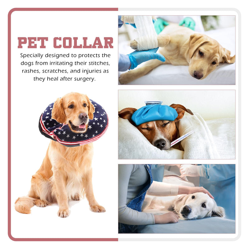 Inflatable pet neck collar made of fabric and PVC for surgical recovery. Easy to put on. Adjustable for cats and dogs after surgery.
