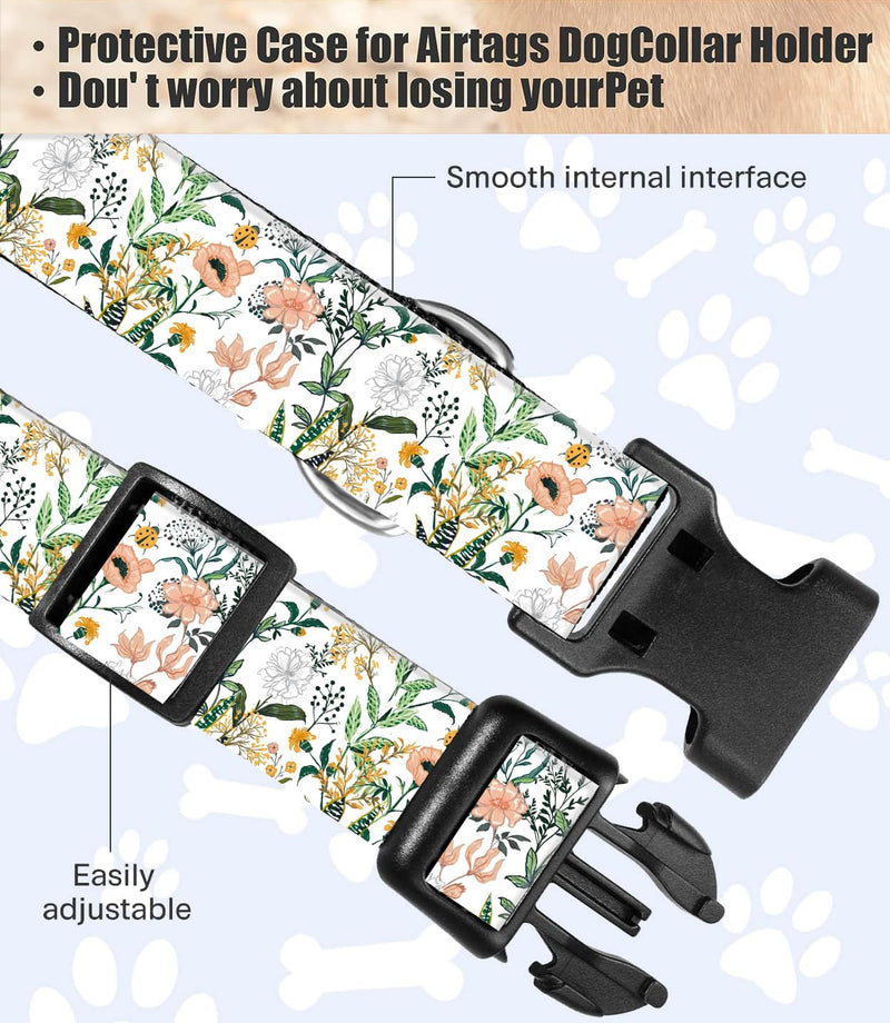 Dog Collar, Cute Dog Collar for Small Medium Large Dogs, Personalized Adjustable Soft Pet Collars with Quick Release Buckle for Walking Running, Beautiful Boho Leaf - PawsPlanet Australia