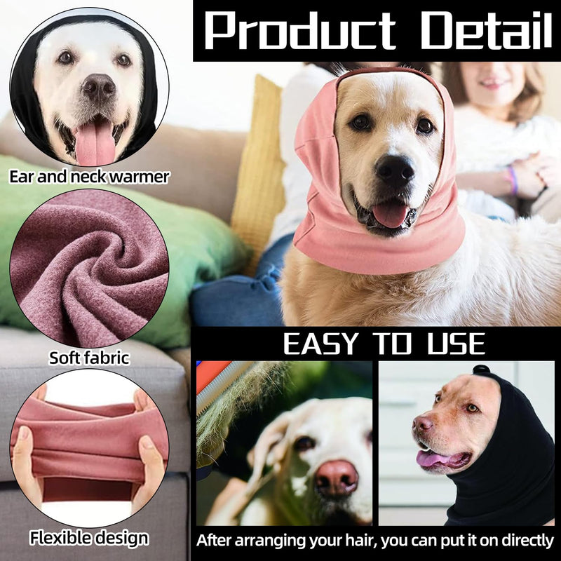 2-Pack Dog Ear Covers - Waterproof & Noise Reducing Protectors for Bath, Grooming & Anxiety Relief - Soft & Comfortable for Pets (Pink & Black)