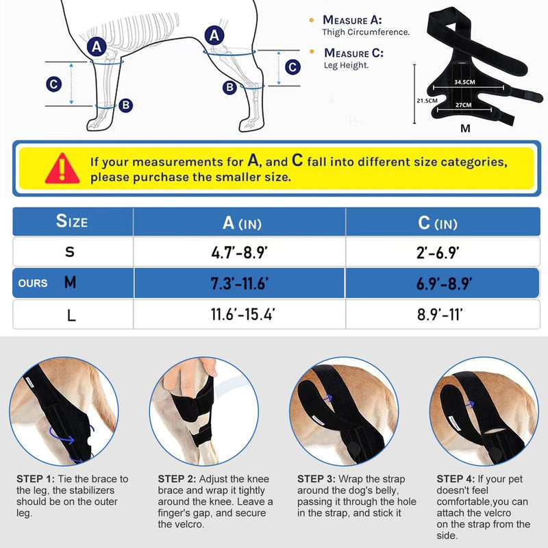Knee Brace for Dog Torn Acl, Dog Knee Leg ACL Brace Adjustable Dog Braces for Back Leg for Support for Dog ACL CCL Recovery with Dog Leg Braces for Dog Hind Leg Reduce Pain & Muscle Sore (M) Medium - PawsPlanet Australia