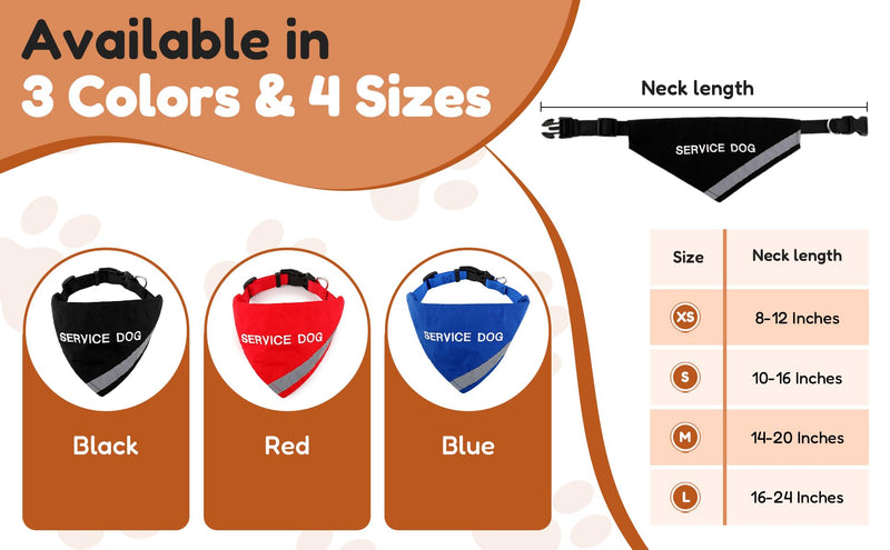 Doggie Stylz Service Dog Bandana with Reflective Strip for pet Safety at Night. Has Built in Matching Collar to Keep Bandana Secure | Metal Ring to Attach Leash | Red Small (Neck 10-16") NECK 10-16" - PawsPlanet Australia