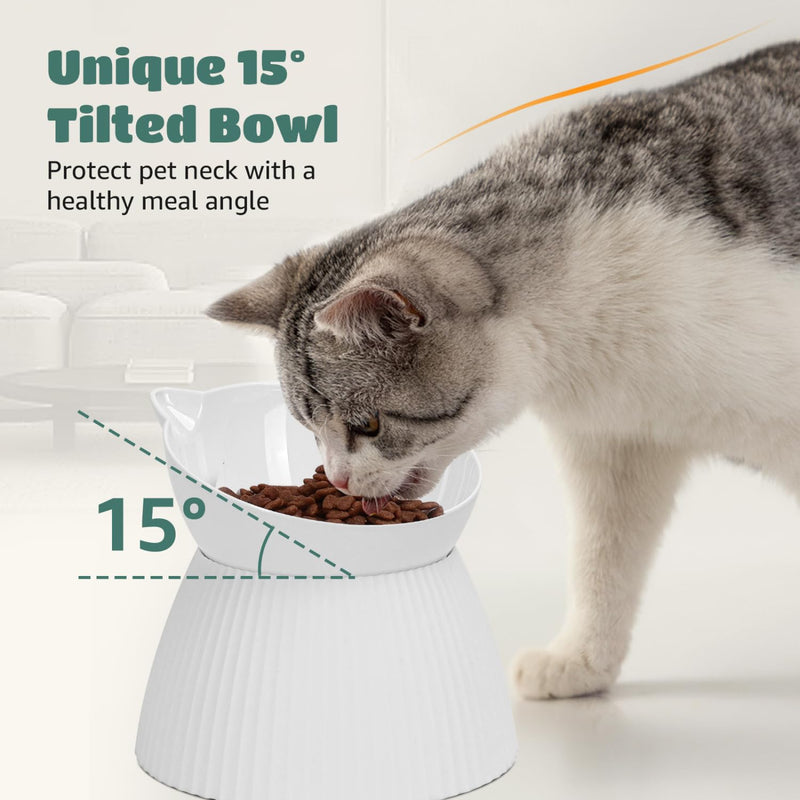 Nobleza 3-in-1 Slow Pet Feeder Bowl Bottle Set, Automatic Pet Dispenser Treat Food & Water Bowl with 15° No Spill Tilted Raised Bowl for Cat Dog Small Medium Pet Kitten Puppy Bunny Healthy Food Water - PawsPlanet Australia