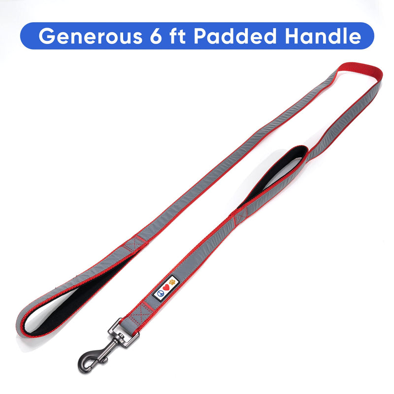 Pawtitas Double Handle Dog Leash Heavy Duty for Training No Pull Leashes Ideal for Medium and Large Dogs | Great for Walking, Running & Training Dog Leash - Medium/Large - Red Medium / Large - PawsPlanet Australia