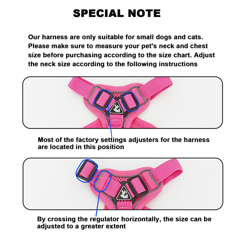 SOLMOONY Small Dog Harness,Soft Mesh Puppy Harness and Leash Set,No Escape Cat Harnesses for Training Walking,Reflective Adjustable Puppy Vest for Small Medium Dogs, Cats (Hot Pink, S) Hot Pink - PawsPlanet Australia