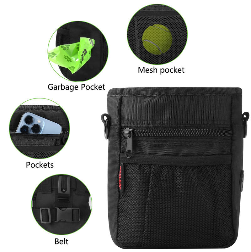 Dog Treat Pouch with Magnetic Closure, Treat Pouches for Pet Training, Large Dog Treat Training Pouch and Dog Clicker, Dog Training Treat Pouch Built-in Poop Bag Dispenser, Hands-Free Snack Black - PawsPlanet Australia