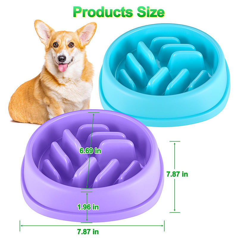Slow Feeder Dog Bowls 2 Pack, Anti-Slip Slow Eating Dog Bowl, Maze Dog Food Bowl, Anti-Choking Puzzle Feeder Dog Bowl, Slow Feeder Bowl for Dogs & Cats, All Breeds Pets (Blue&Purple) Blue&Purple - PawsPlanet Australia