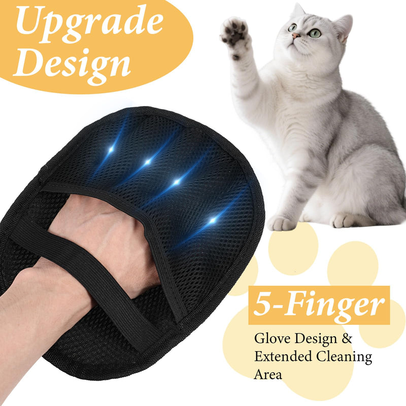 Pet Hair Removal Tool Glove, Cat Hair Remover Reusable Anti Static Hairs Remover Animal Fur Removal Glove for Couch Furniture Carpet Car Seat Curtain (2 Gloves and 1 Comb) - PawsPlanet Australia