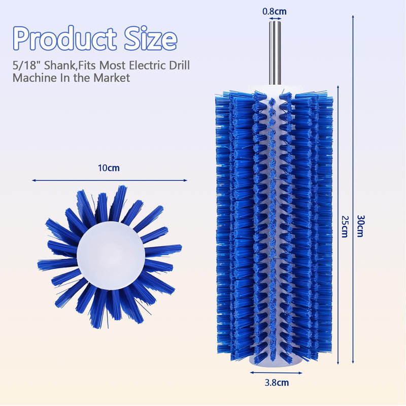Livestock Scratching Mini Roto Drill Brush Attachment For Cow Goat Pig Dog Horse Grooming, 28cm Large Size, Remove Harmful Parasites/Dead Skin/Shedding Hair, Relieve Itching, 5/18inches Shank Blue 11in - PawsPlanet Australia