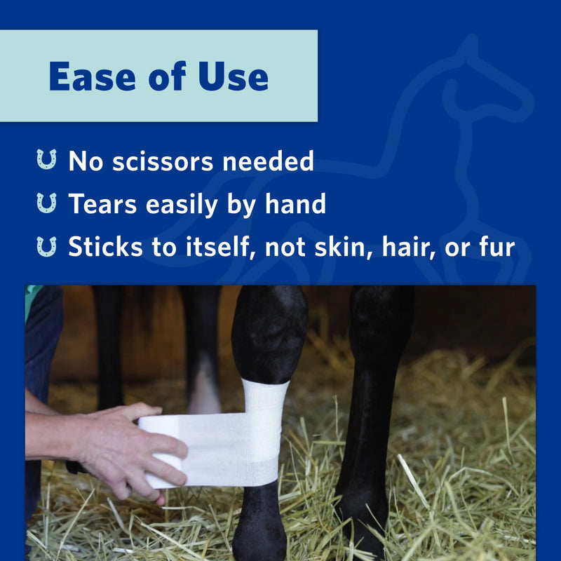 OVIK Health PowerFlex Equine – Extra Strong Self-Adhering Bandage Wrap – Wound Care, Compression & Support Bandage for Horses, Cows & Dogs – No Chew, 4 inch, 4 Rolls (Resealable Case)