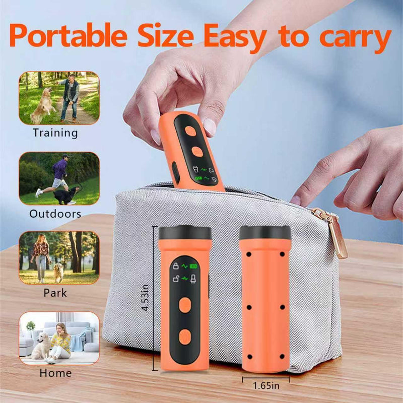 Barking Deterrent Device Safe Ultrasonic Trainers LED Flashligt Adjustable Portable & Rechargeable 3X Ultrasonic Bark Deterrent Device for Indoor&Outdoor Sonic Bark Deterrents Upgrads (Orange) orange - PawsPlanet Australia