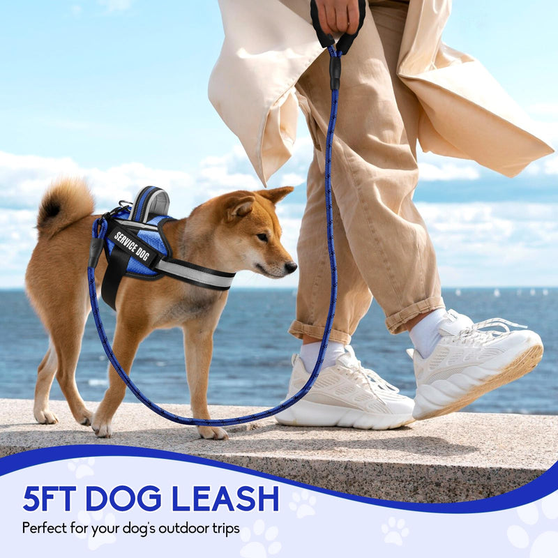 Service Dog Vest Harness and Leash Set, Animire in Training Dog Harness with 10 Dog Patches, Reflective Dog Leash with Soft Padded Handle for Small, Medium, Large, and Extra-Large Dogs (Blue, XS) Blue - PawsPlanet Australia