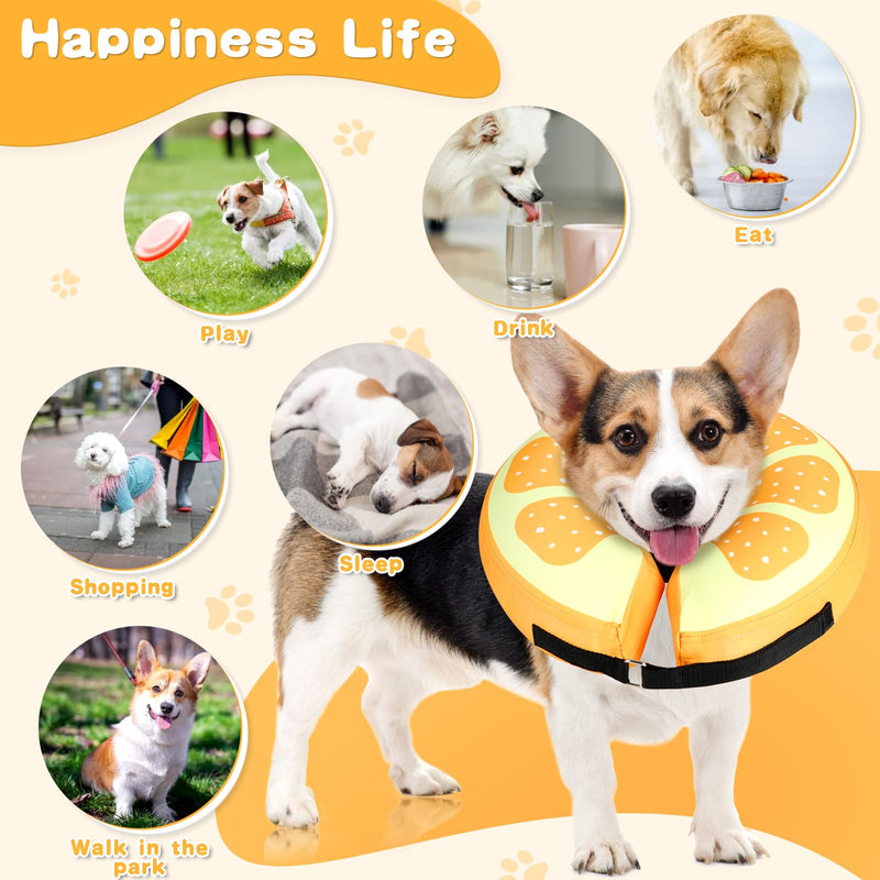 Sivomens Dog Cone, Protective Inflatable Dog Collar for Jumbo Dogs, Soft Adjustable Pet Recovery Cone After Surgery, Washable Dog Donut Collar Prevents Licking Wounds & No Blocking Vision, XL(18"-24") X-Large(Neck:18"-24") Yellow - PawsPlanet Australia