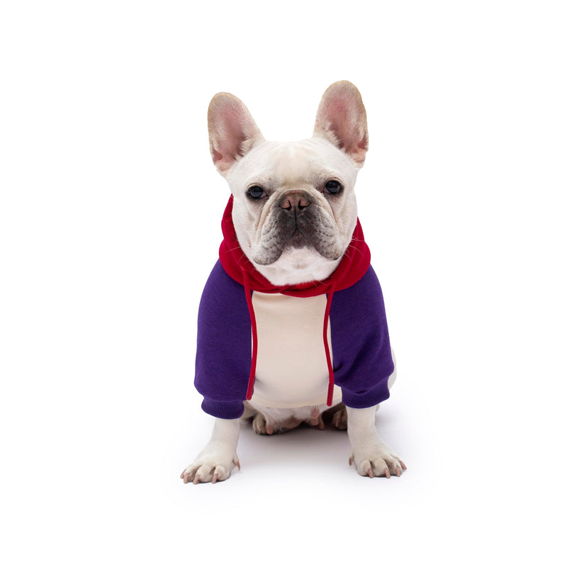Color Block Dog Hoodie Dog Clothes Extra Warm Fleece Lining Stretchy Fit for Small Medium Large Dogs (Purple Cream, XX-Large) 2XL(Chest:26",Back:19") Purple Cream - PawsPlanet Australia