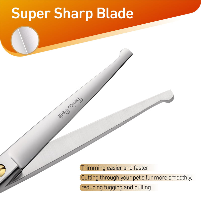 Fenice Peak 5'' Small Straight Scissors Lightweight Dog and Cat Grooming Scissors with Safety Round Tip JP440C Stainless Steel Sharp Blades for Body Facial Nose Ear and Paw Hair Easy Use 5" - PawsPlanet Australia