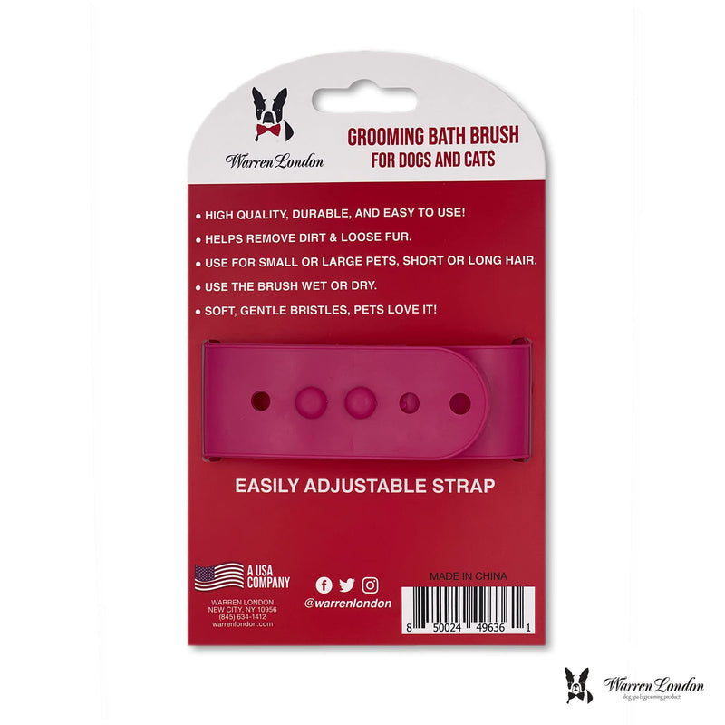 Warren London 2-in-1 Bath & Groom Brush for Dogs & Cats – Red Silicone Scrubber & Applicator for Shampoo, Hydrating Butter or Leave-In Conditioner – Gentle Massaging Grip - PawsPlanet Australia