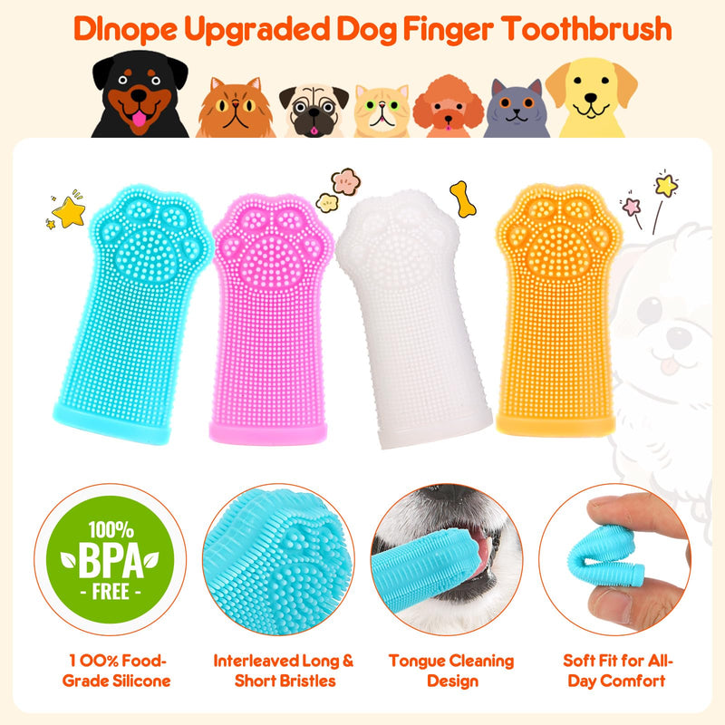 Dog Finger Toothbrush, 4-Pack Finger Toothbrush for Dogs, Upgraded Pet Tooth Brushing Kit, A Fun Dog Teeth Cleaning Tool That Also Doubles as A Gum Massage, Suitable for Medium and Large Dogs. - PawsPlanet Australia