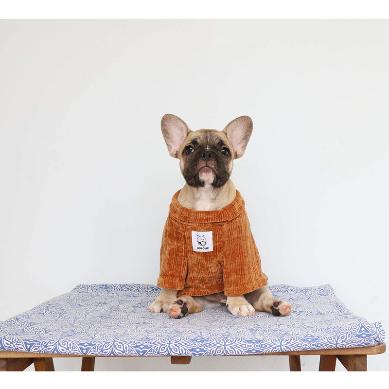 iChoue Pet Dog Winter Warm Sweater Clothes Turtleneck for English Bulldog Boston Terrier Corduroy Cold Weather Pullover Coat Shirt - Coffee/XLarge Corduroy Coffee X-Large ( 45 - 55 lbs ) - PawsPlanet Australia