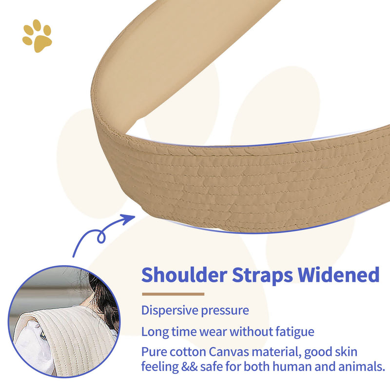 Dog Carrier Sling Cat Sling Purse Adjustable Strap Hand Free Pet Puppy for Outdoor Traveling Subway for Chest Dog Bag Holder Large Khaki - PawsPlanet Australia