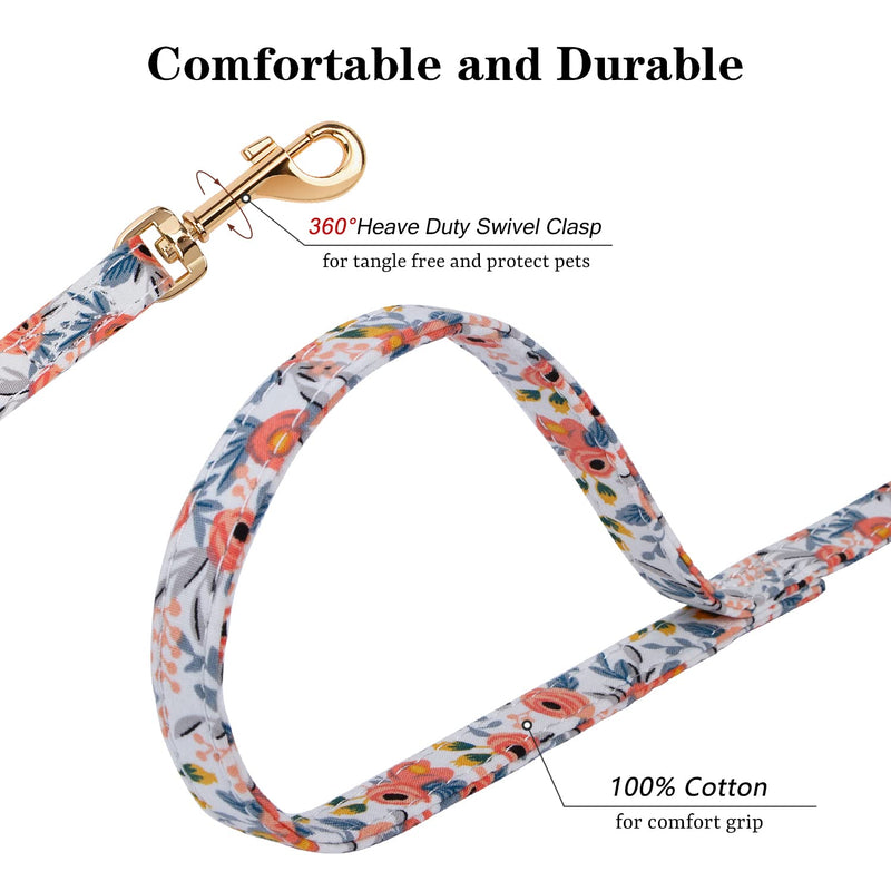CHEDE No Pull Floral Pattern Dog Harness- Lightweight and Soft Dog Harness, Adjustable Small Dog Harness and Leash Set, with Dog Leash, Suitable for Puppy Small and Medium-Sized Dog XS Orange Rose