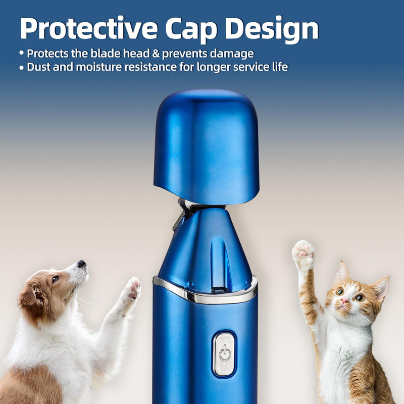 Dog Paw Trimmer, Paw Trimmer for Dogs & Cats, Low-Noise Dog Clippers with Safe Blade, LED Light,Protective Cap, Rechargeable Electric Pet Paw Grooming Clippers for Paws, Ears, Face, Jewel Blue - PawsPlanet Australia