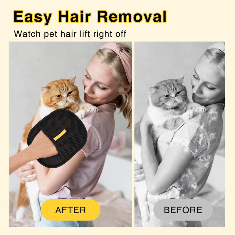 2 Pcs Pet Hair Removal Gloves, Reusable Electro Static Pet Hair Cleaning Gloves with 5 Pcs Pet Comb, Suitable for Couch, Furniture, Carpet, Car Seat - PawsPlanet Australia