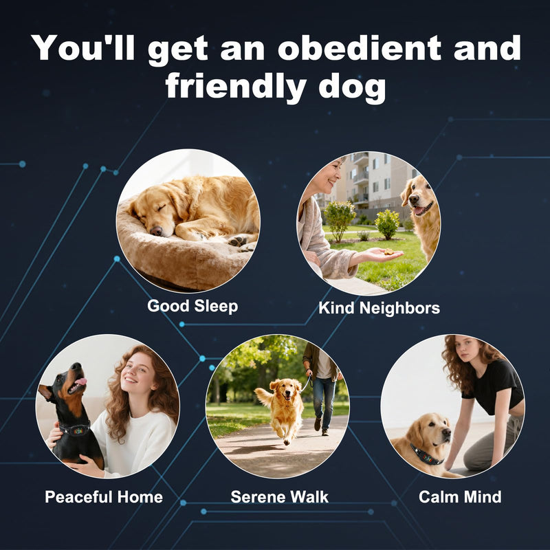 Dog Bark Collar - Shock Collars for Large Medium Small Dogs with Vibration Beep Modes, Waterproof IP67, Rechargeable Training Collar with 8 Adjusable Sensitivity, Calming Anti Barking Device
