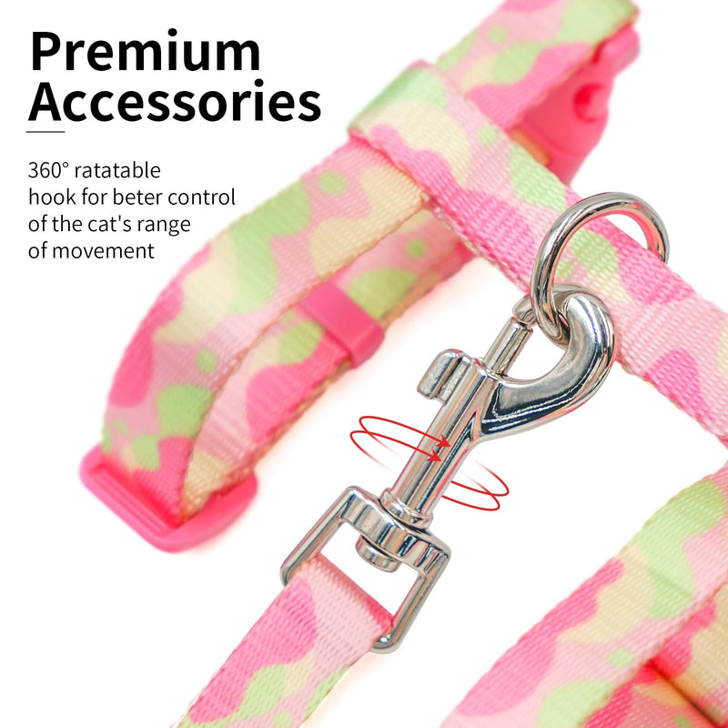 azuza Cat Harness and Leash Set for Safe Walking and Travel, Escape Proof Cat Harness, Lightweight Soft and Comfortable, Adjustable Kitten Harness for Small Medium Large Cats, Pink Camo Neck Girth: 7"-10", Chest Girth: 10"-17" 6#Pink Camo - PawsPlanet Australia