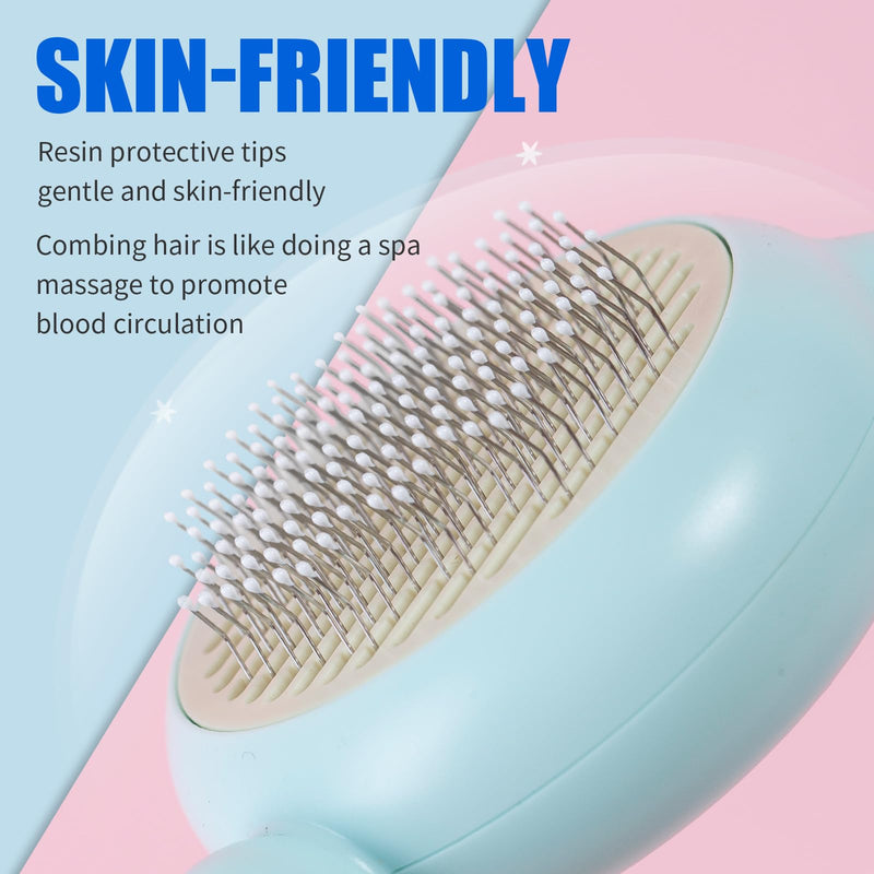 Cat Brush Dog brushes with Release Button for Shedding Grooming, suit for Long or Medium Haired Cats, Lightweight Skin Friendly Pet Brush Hair Removal Comb Brushes for Kitten Light Blue - PawsPlanet Australia