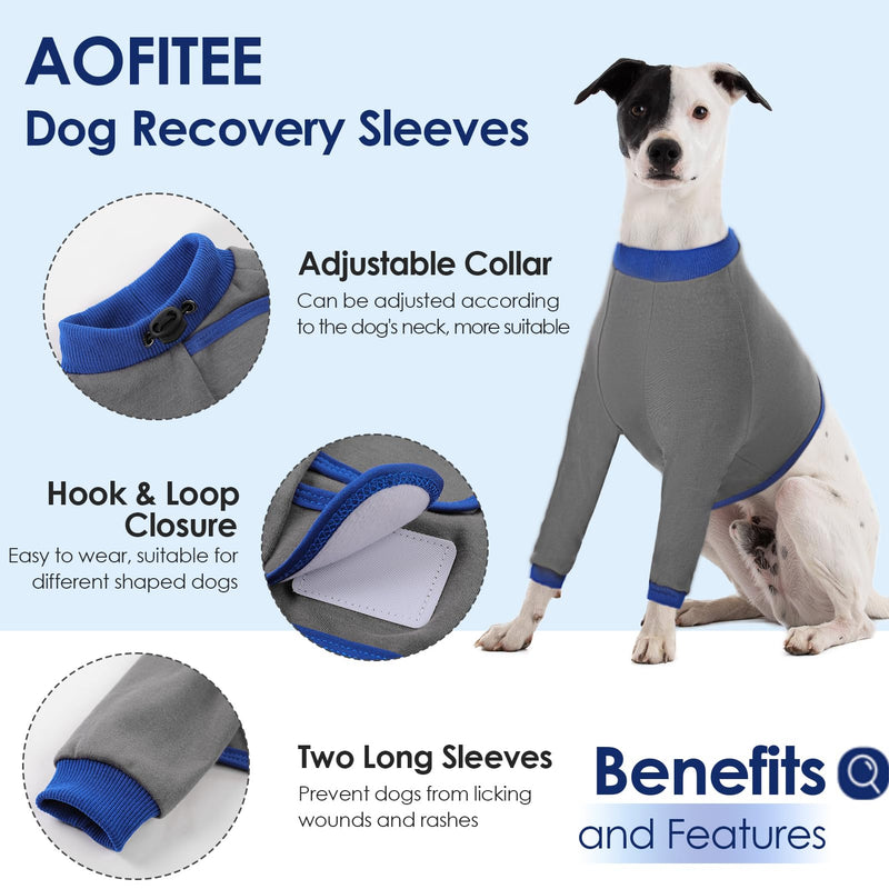 AOFITEE Dog Surgery Recovery Suit, Breathable Dog Front Recovery Sleeve Right Left Leg, Prevent Licking Dog Elbow Brace Protactor for Male Female Dogs, Dog Sleeves for Joint Pain Dog Cone Alternative Small Grey - PawsPlanet Australia
